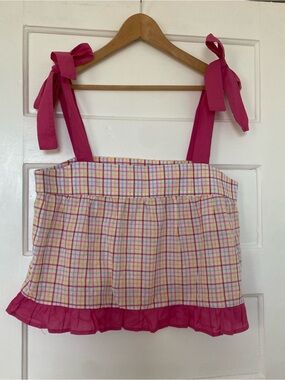Maree Maree summer cotton check tie top